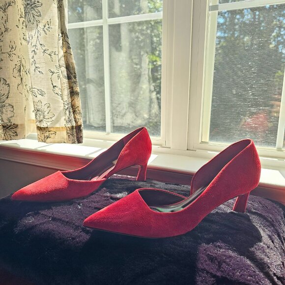 NWOT Franco Sarto Tana Suede Red Heels - Size 9.5 - Picture 9 of 14